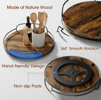 LAMU Lazy Susan Organizer, 12'' Lazy Susan Turntable for Cabinet, Table Top, Kitchen, Countertop, Bathroom, Pantry, Spice Organization, Wooden,1 Pack
