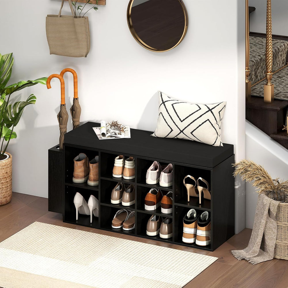 Giantex Shoe Storage Bench with Umbrella Stand, 10-Cubby Entryway Shoe Rack O...
