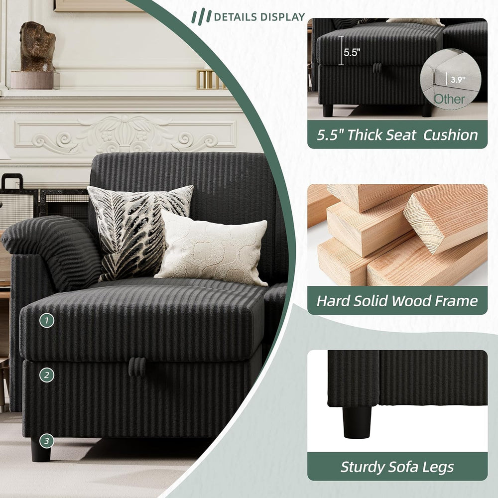 Vongrasig 79" Convertible Sectional Couch for Living Room, Modular L Sha...