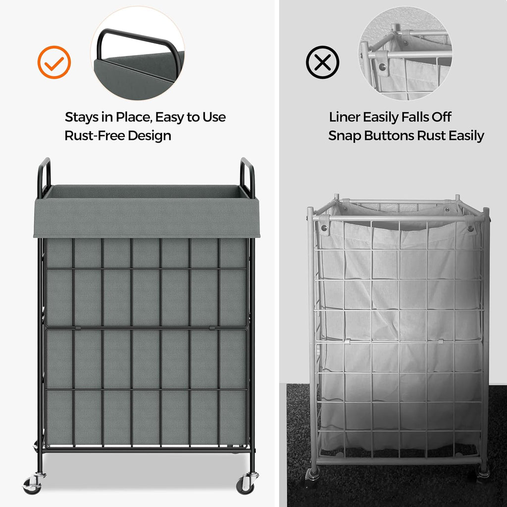 Laundry Hamper with Wheels, 90L Laundry Basket with Handle, Laundry Sorter with Removable Liner Bag