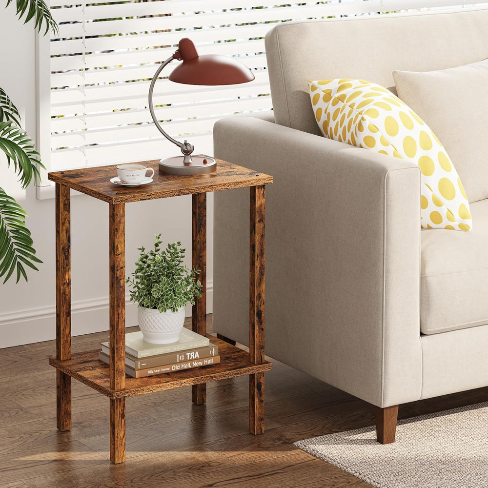TUTOTAK End Table, Set of 2, Side Table, Nightstand, 2-Tier Storage Shelf, So...