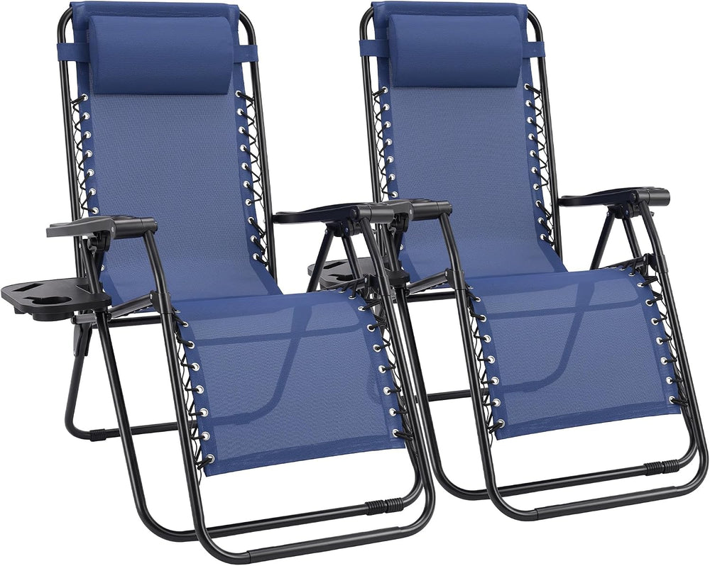 Sweetcrispy Zero Gravity Chairs Set of 2, Outdoor Folding Reclining Lounge Ch...
