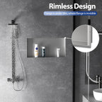 Stainless Steel Shower Niche 24" X 12", No Tile Needed Wall Niche Shower, Recessed Shower Shelf for Bathroom Storage, Brushed Nickel
