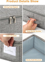 punemi Under Bed Storage Containers, 2 Pack 4.5 Inch Tall Low Profile Underbed Clothes Storage Organizer Bin with Sturdy Side & Bottom Support, Use as Clothes Organizer, Pillow and Blanket Organizer