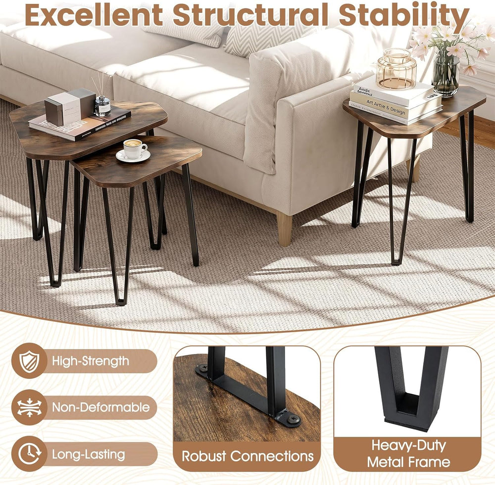 GIANTEX Nesting Coffee Tables Set of 3, Stacking End Tables for Living Room |...