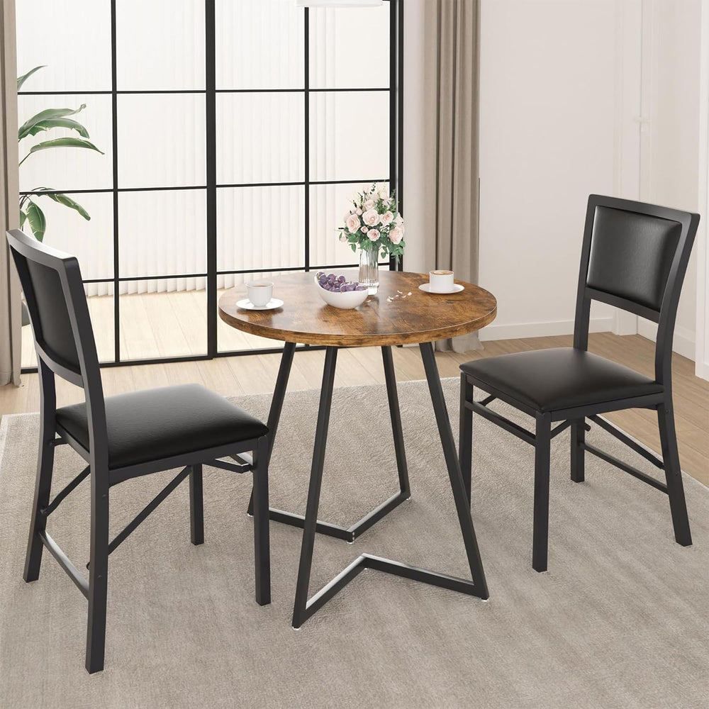 VECELO Folding Dining Chairs Set of 4, Metal Padded Foldable Seating with Com...