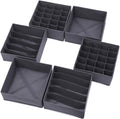 DIOMMELL 6 Pack Foldable Cloth Storage Box Closet Dresser Drawer Organizer Fabric Baskets Bins Containers Divider for Clothes Underwear Bras Socks Lingerie Clothing, Dark Grey 22-2000