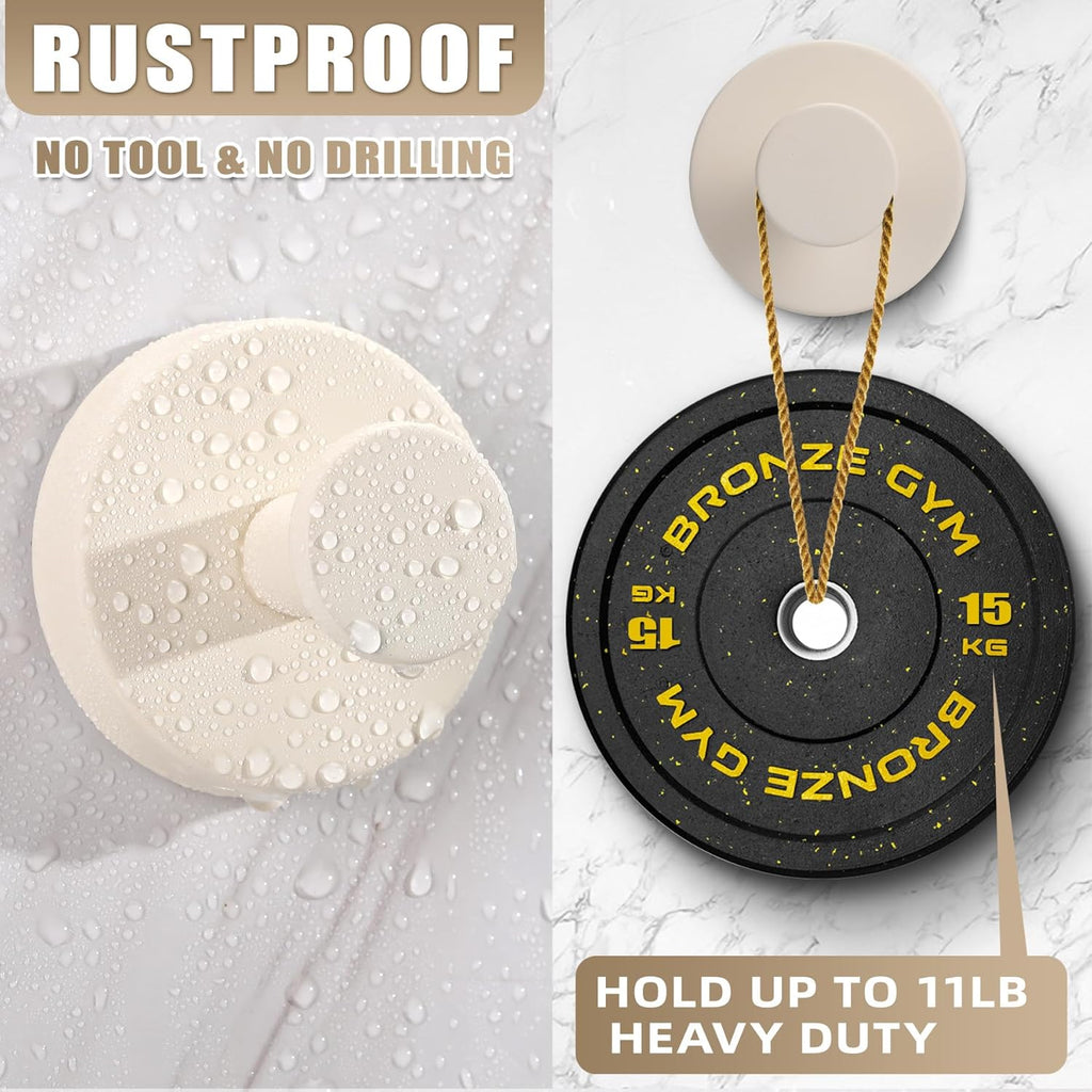 Suction Cup Hooks for Shower No-Drill Bathroom Hooks for Towels, Robes, Loofah Mountable on Bathroom Walls, Kitchen, Glass, Mirrors, Tile and Smooth,Non-Porous Surfaces (2, Milk White)
