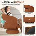 Nebuaegis Swivel Accent Chair Set of 2, Modern Comfy Chenille Barrel Chairs, Oversized Upholstered Round Arm Chair for Living Room, Bedroom, Reading Room, Caramel
