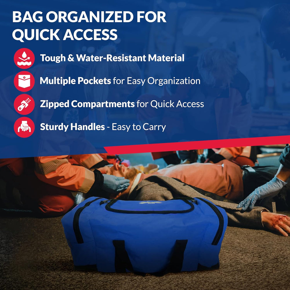 Fully Stocked Trauma First Aid Kit – First Responder II Bag with Tools, Gauze...