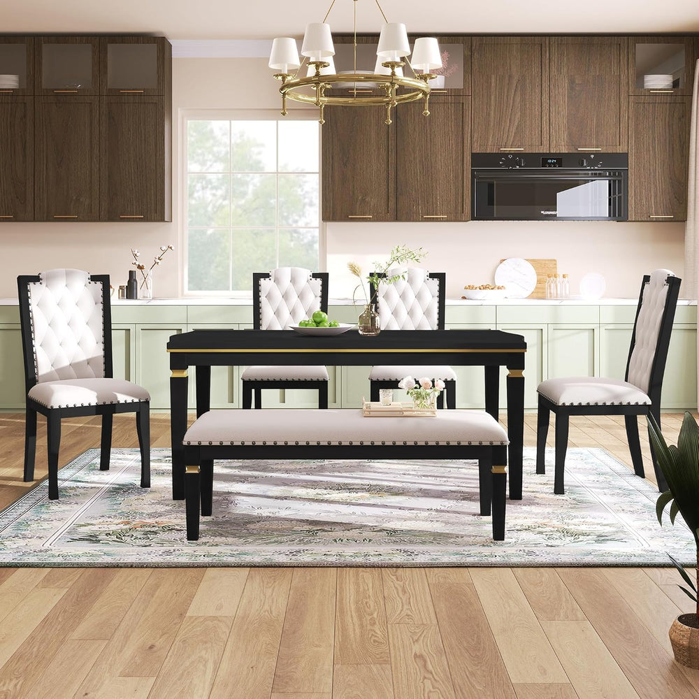 Harper & Bright Designs 6-Piece Kitchen Dining Table Chairs Set, 60"...