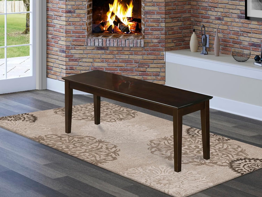 East West Furniture Capri 18" Traditional Wood Bench in Cappuccino
