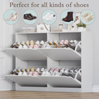 Shoe Cabinet with 4 Flip Drawers, Narrow Hidden Shoe Storage Cabinet, Slim Freestanding Shoe Rack Organizer for Entryway, Hallway, Bedroom, Living Room