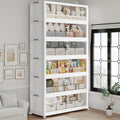 720QT Extra Large Stackable Storage Bins with Lid & Wheels & Doors, 180Gal Foldable Collapsible Closet Organizers, Plastic Cabinet Box Container Drawer for Home Kitchen Bedroom, 6Pack White
