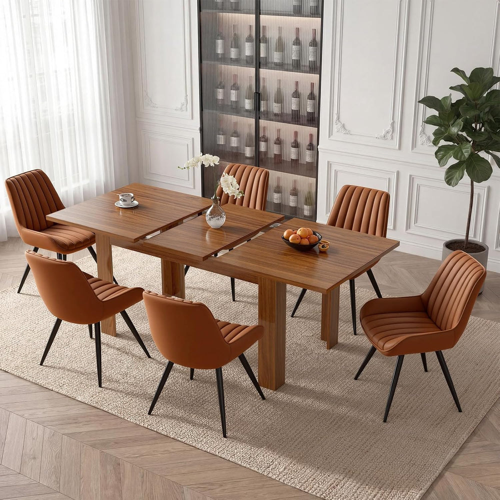 Miereirl 59"–77" Extendable Farmhouse Dining Table Set for 6, 7-Pie...