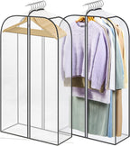 LANDNEOO 2 Pack Clear Garment Bags for Hanging Clothes with Zippers on Double Sides - 10'' Clothes Storage for Coat, Dress, and Fur in Closet - 40'' Long Suit Bags