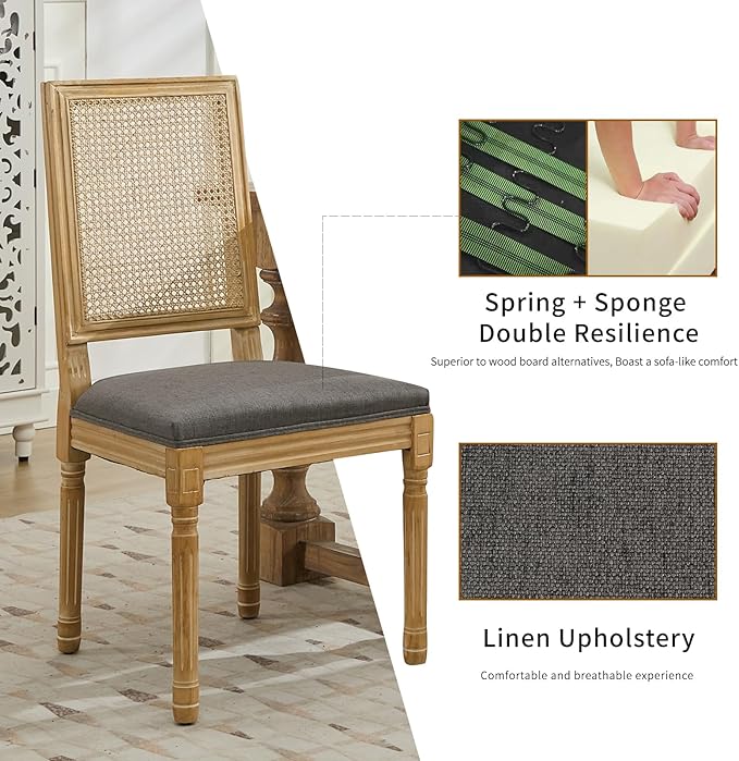 French Country Dining Chairs Set of 4, Grey Kitchen & Dining Room Chairs ...