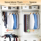 Tie Rack Hanger for Closet Upgraded 2-in-1 Tie and Belt Hanger Non Slip Tie Rack with 20 Hooks Tie Hanger Space Saving Wooden Belt Tie Organizer for Tank Tops Bras Cami Scarves, Wooden