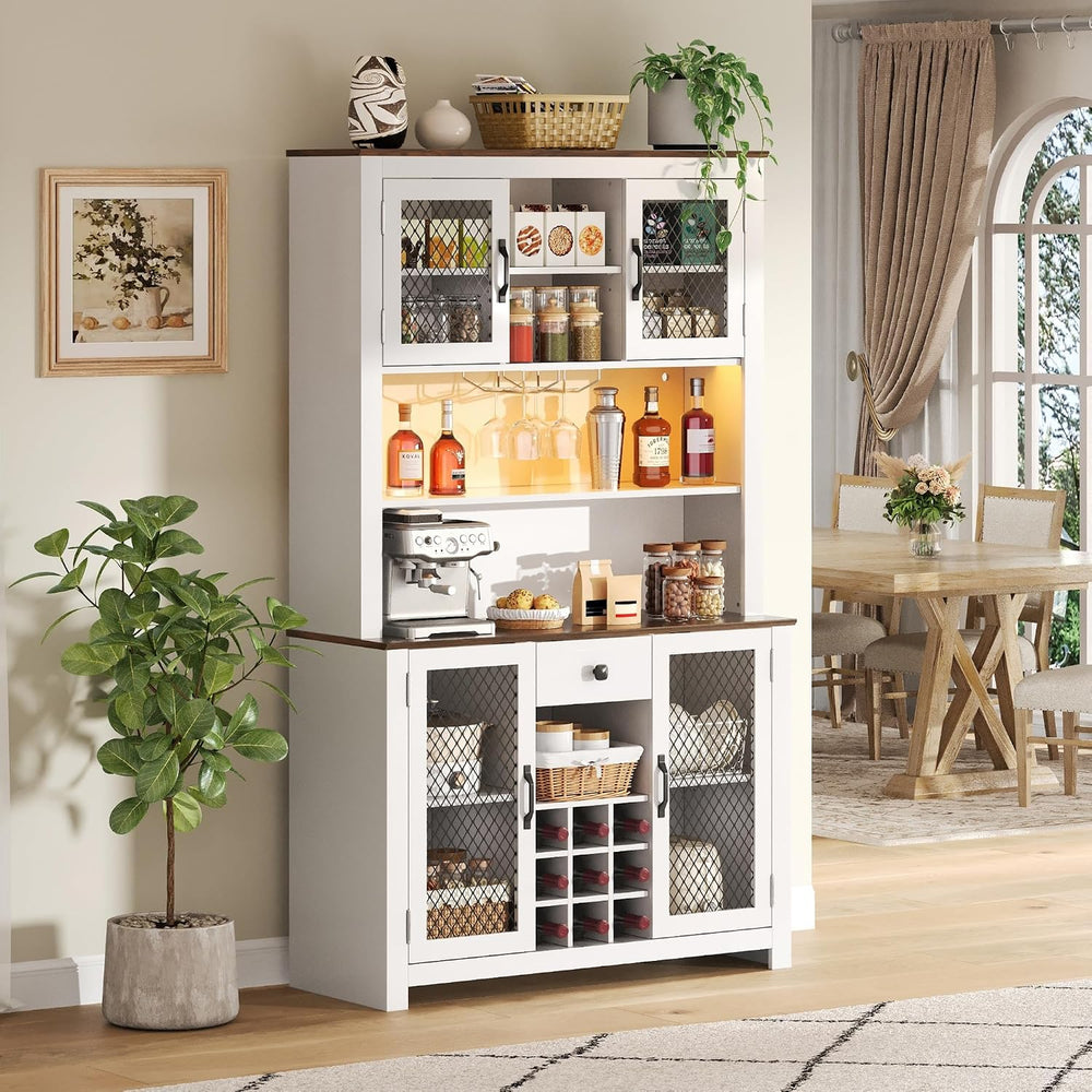 JIJIWANG 70.9" Kitchen Pantry Storage Rustic Buffet Cabinet,Kitchen Hutc...