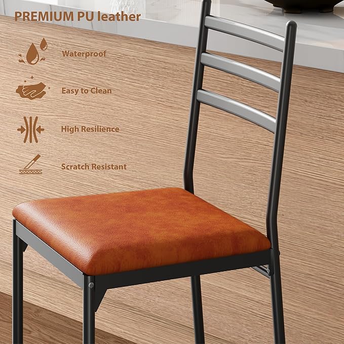 GarveeHome Bar Stools Set of 4, Counter Height Bar Chairs with Back and Thick Cushion, Upholstered Dining Chairs with Padded Seat, Barstools for Kitchen Island, Bar, Dining Room, Retro Brown