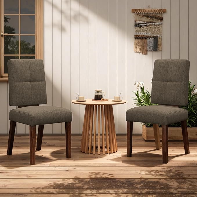 Wooden Dining Chairs Set of 2, Dining Room Chairs with Wood Legs, Cloud-Like Cushion & Reinforcement Structure Design for Kitchen/Living Room/Restaurant, Easy Assembly