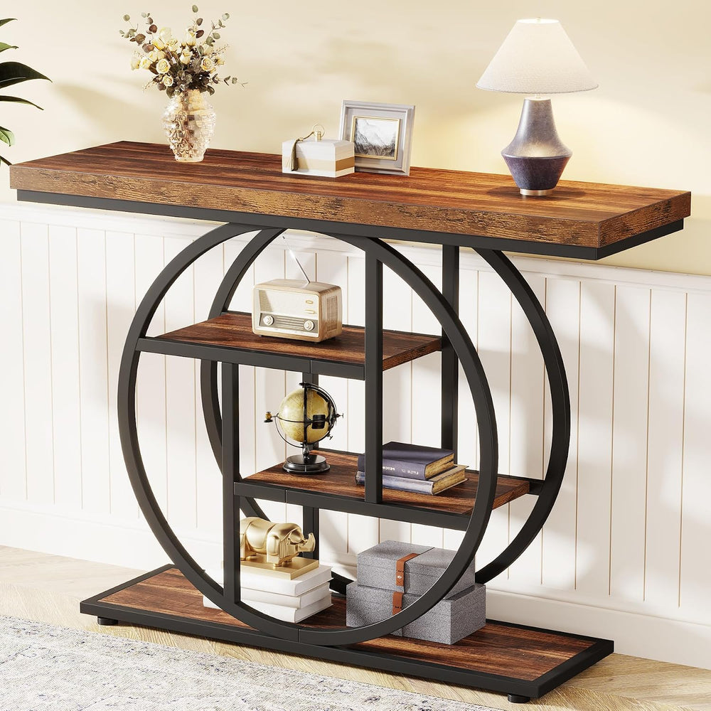 Tribesigns 41.3" Console Table, Industrial 4-Tier Sofa Table Entryway Ta...
