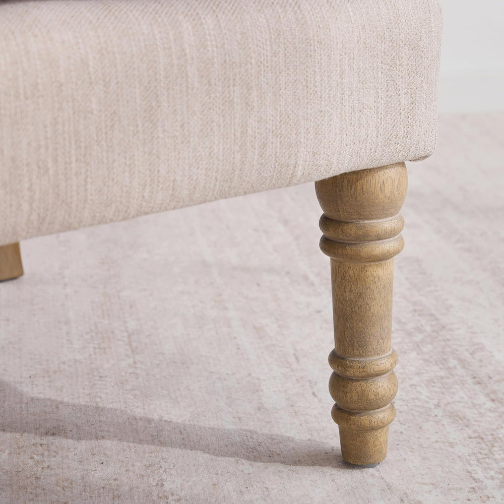 Accent Chairs with Ottoman Set of 2, Farmhouse, Natural Beige