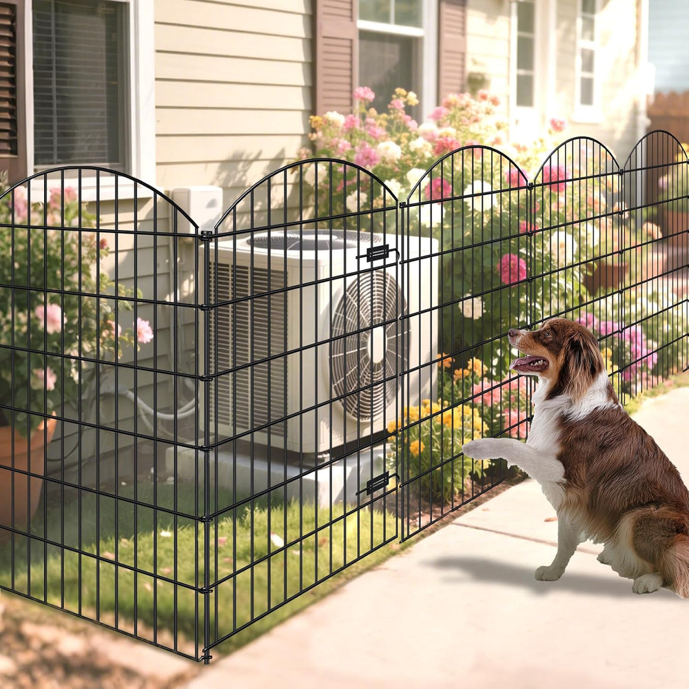 Metal Garden Fence with Gate 48 in x 12.7 ft, No-Dig Outdoor Dog Fence