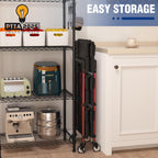 WORKPRO 3-Tier Collapsible Service Cart, 210 LBS Foldable Utility Service Cart with Wheels, Portable Tool Cart for Garage, Warehouse, Home, Restaurant, Office (No Assembly Required)