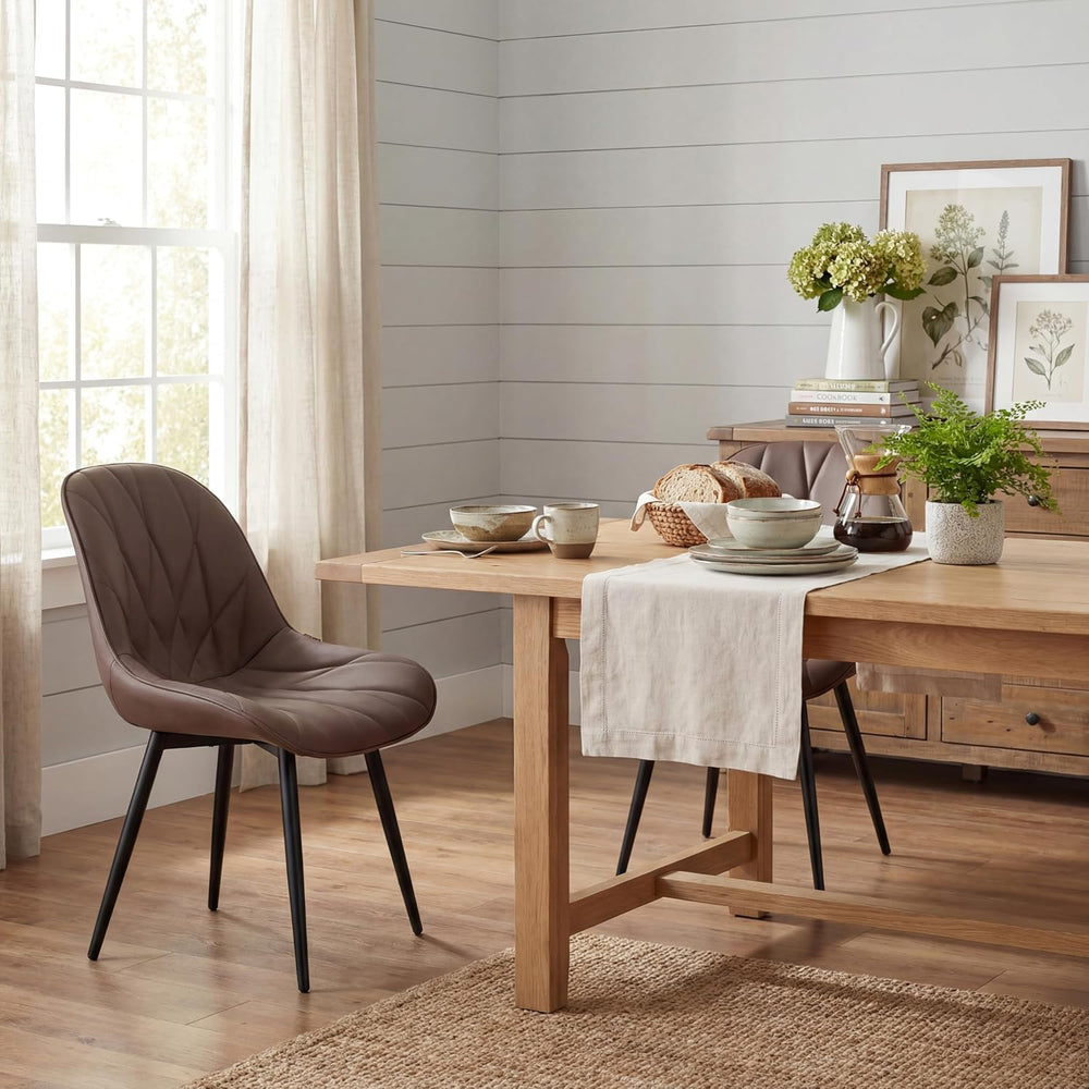 Rowill Modern Dining Chairs Set of 2 - Upholstered Faux Leather Kitchen Chair...