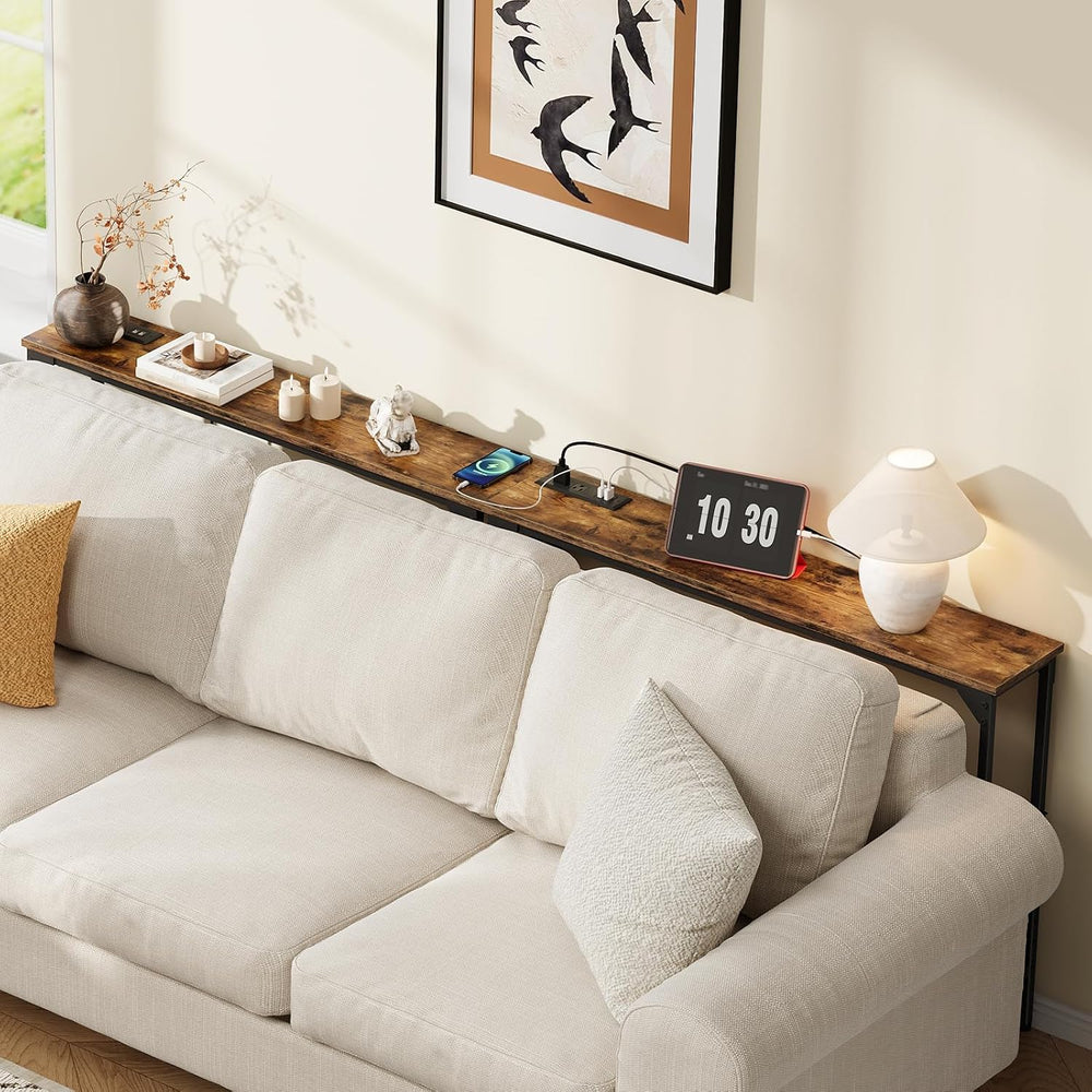 CHOEZON 78.7" Narrow Console Table with Adjustable Height (21.1"-29...