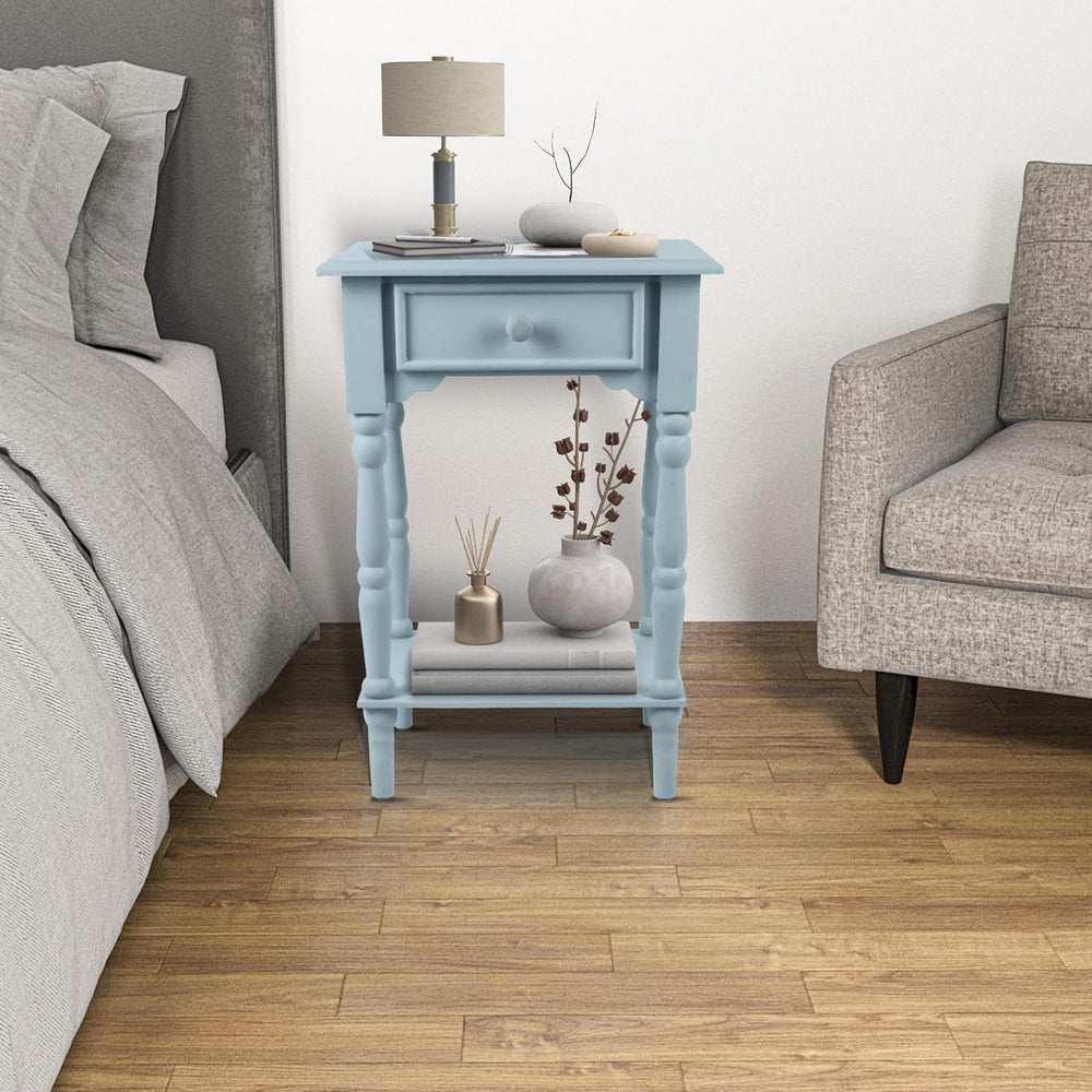 Decor Therapy Jane Nightstand Side Table with a Drawer, Shelf, Traditional De...