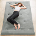Japanese Floor Futon Mattress Queen Size 60"x 80", 2.5'' Thick Foldable Roll Up Floor Bed Sleeping Pad, 25D Foam Filled Tatami Mat with Straps for Guest Room, Dormitory & Camping, Grey