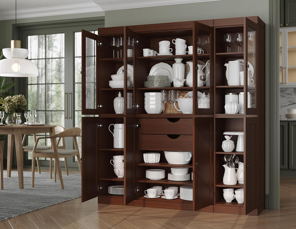 Palace Imports 100% Solid Wood Kitchen China Pantry Cabinet, 65" W - 4 C...