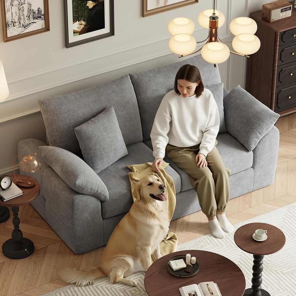 75.6" Cloud Boneless Sofa, Loveseat Couches with 4 Pillows, Modern Livin...
