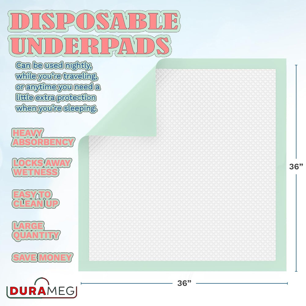 Chucks Disposable Underpads 36x36, 50 Count Heavy Absorbency Chux Bed Pads