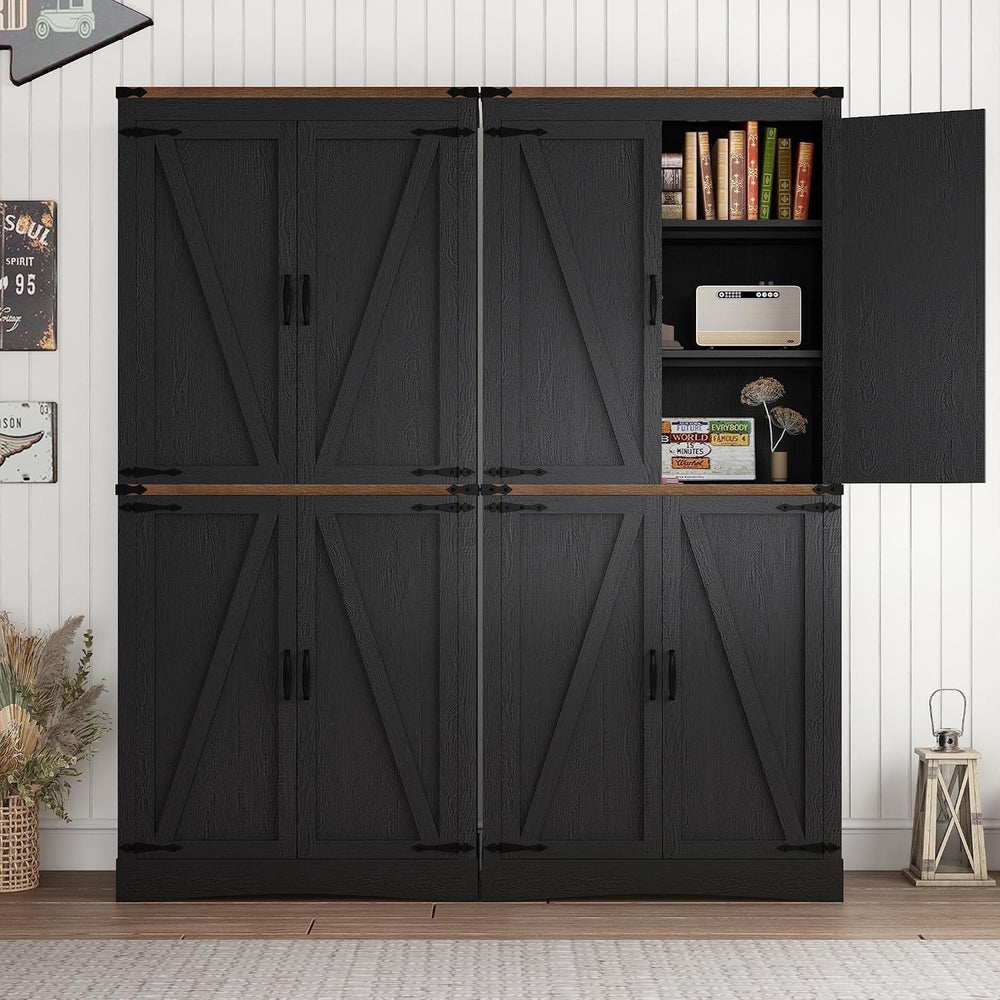 71in Farmhouse Kitchen Pantry Cabinet,Tall Storage Cabinet with 4 Doors and A...