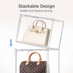 HBlife 4 Pack Purse Storage Organizer for Closet, X-Large Clear Stackable Handbag Display Case Box with Magnetic Door for Collectibles, Cosmetics, Women Heels and Toys