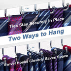 Tie Rack Wall Mounted, Belt Rack Tie Organizer for Men with 20 Storage Hooks, Non Slip 180 Degree Rotating Tie Holder Belt Hanger for Closet/Wall Mount