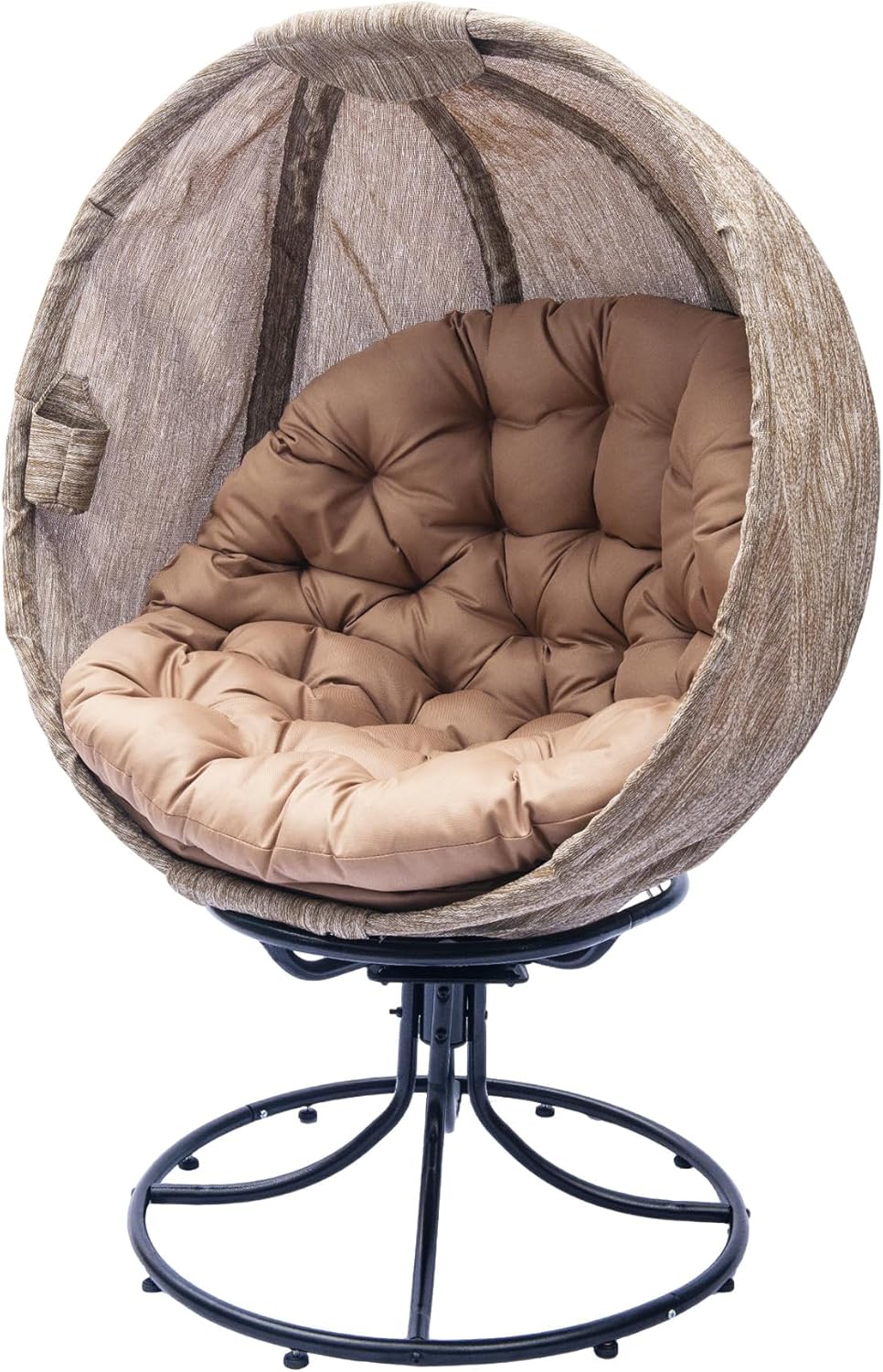 Oversized 360 Swivel Egg Chair - Foldable Rattan Seat w/Cushions, Outdoor Ind...