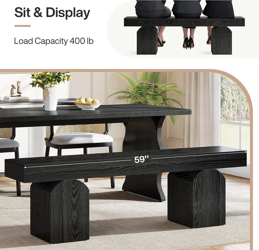 Tribesigns 59" Black Dining Bench for 2 to 3, Modern Dining Table Bench ...