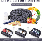 Cerbonny Reusable Lunch Bag, Grey Leopard, 2.5L, Insulated, Zipper Closure, Portable, Thermal Insulated, Office, Picnic, Travel, School