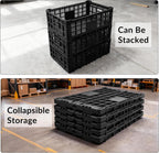 Collapsible Storage Crates, 52 Liter Heavy Duty Foldable Plastic Crates , Storage Baskets and Bins 23.6" L x 15.7" W x 8.6" H Stackable Dairy Milk Crates for Office, Home, Toy Storage