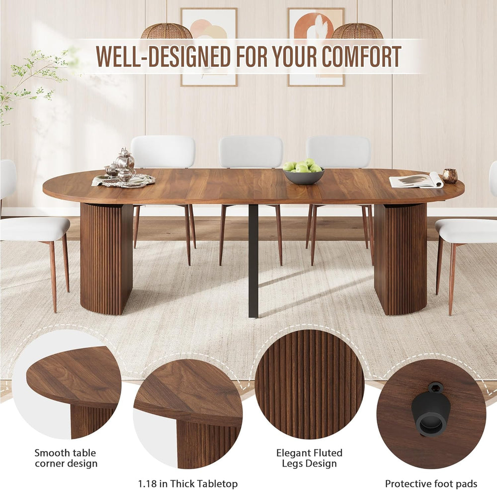 weselon 42"-105" Extendable Dining Table for 4-12, Expandable Oval ...
