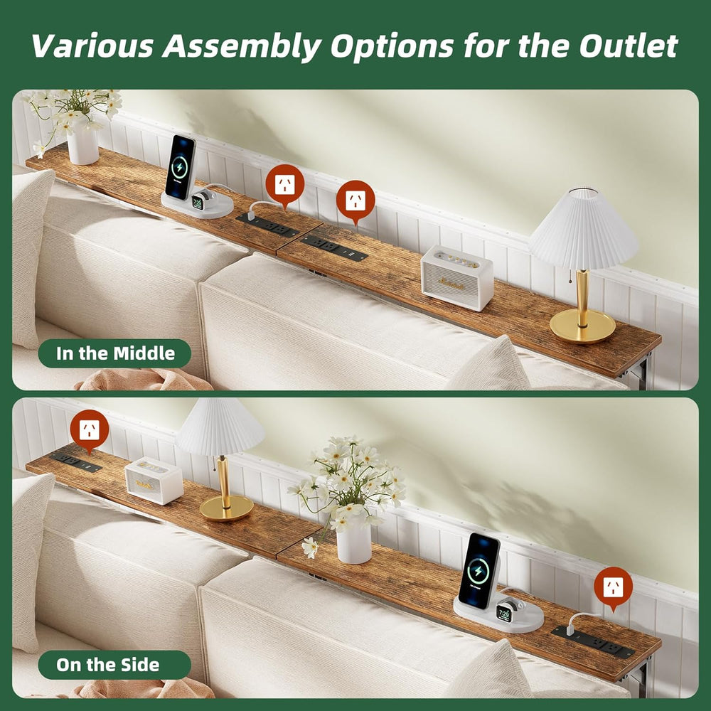 Simple Trending 78.75” Console Table, Narrow Behind Couch Table, Adjustable S...