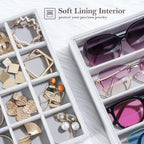 ProCase Stackable Jewelry Organizer Trays for Drawers, Jewelry Drawer Inserts Container Display Case Storage for Earring Necklace Ring Bracelet Sunglasses Glass -Grey, 4 Layers