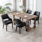 PU Leather Dining Chairs Set of 6 Upholstered Farmhouse Kitchen Chair Side Chairs Wood Accent Chair for Living Room/Dining Room/Bedroom/Restaurant, pgraded Size, Black