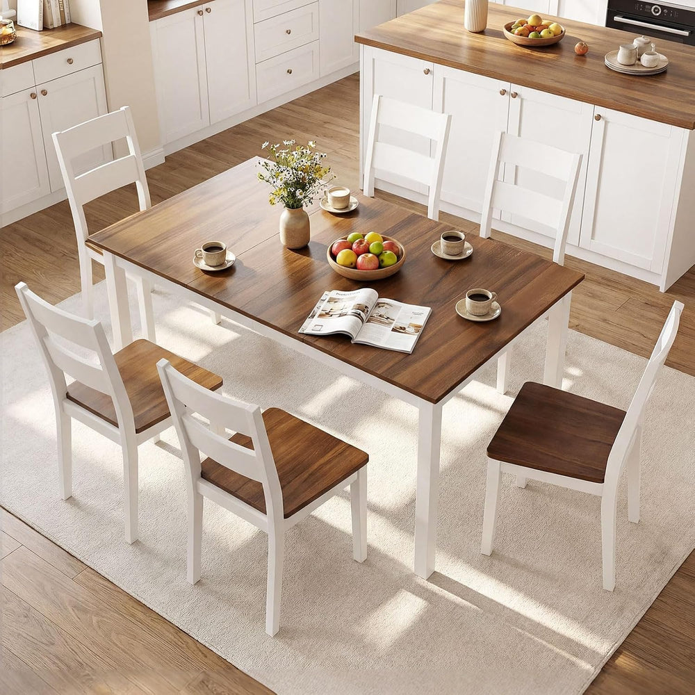 Giantex Dining Table for 4-6, 60" Rectangular Kitchen Table with Solid R...