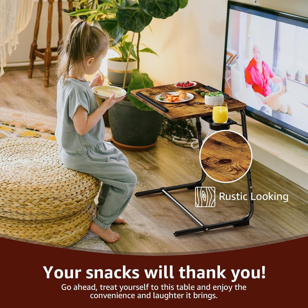 TV Trays Set of 4 - Folding TV Tray Adjustable Dinner Trays for Eating On Cou...