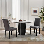 VECELO Upholstered Dining Chairs Set of 2, Modern Fabric and High Back & Solid Wood Legs, Parsons for Kitchen/Living Room- Dark Gray